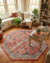 Seville Stripes Collection Area Rug -  Malaga (Brick Red) Octagon Brick Red  lifestyle 66