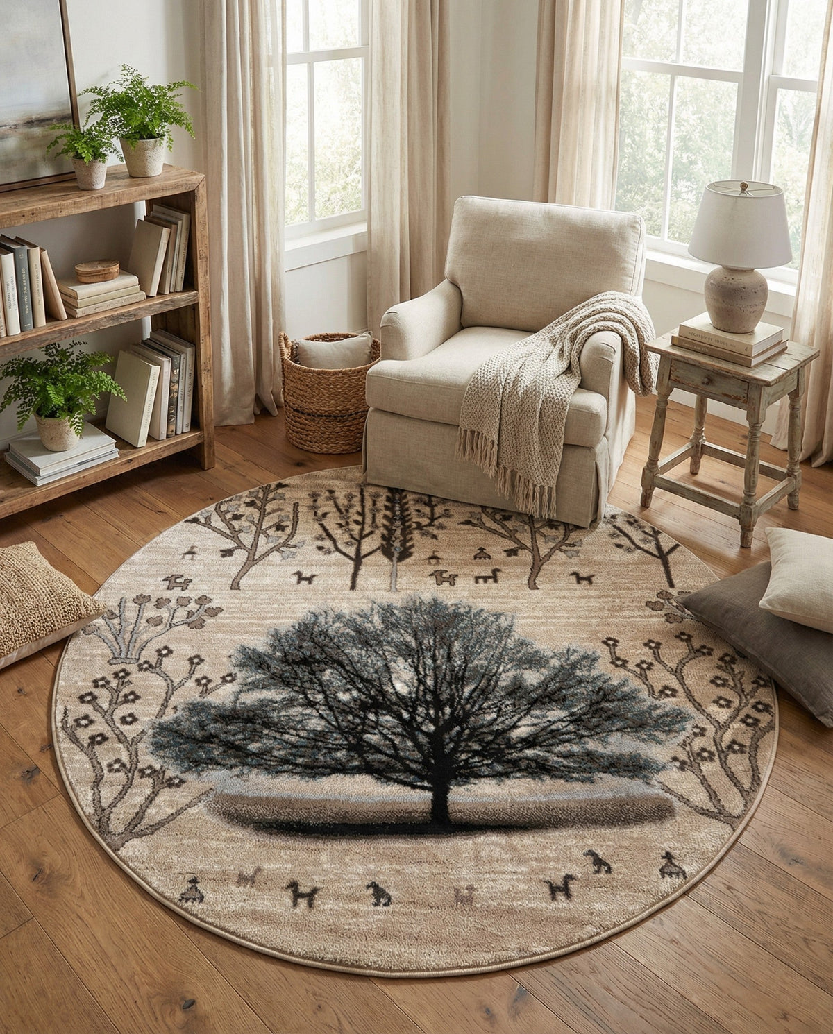 Coastal Haven Collection Area Rug -  Coastline Round Beige  lifestyle 60