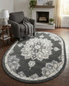 Beverly Grove Collection Area Rug - Melrose (Charcoal) Oval Charcoal  lifestyle 24