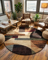 Bistro Lounge Collection Area Rug -  Latte Round Multi  lifestyle 47