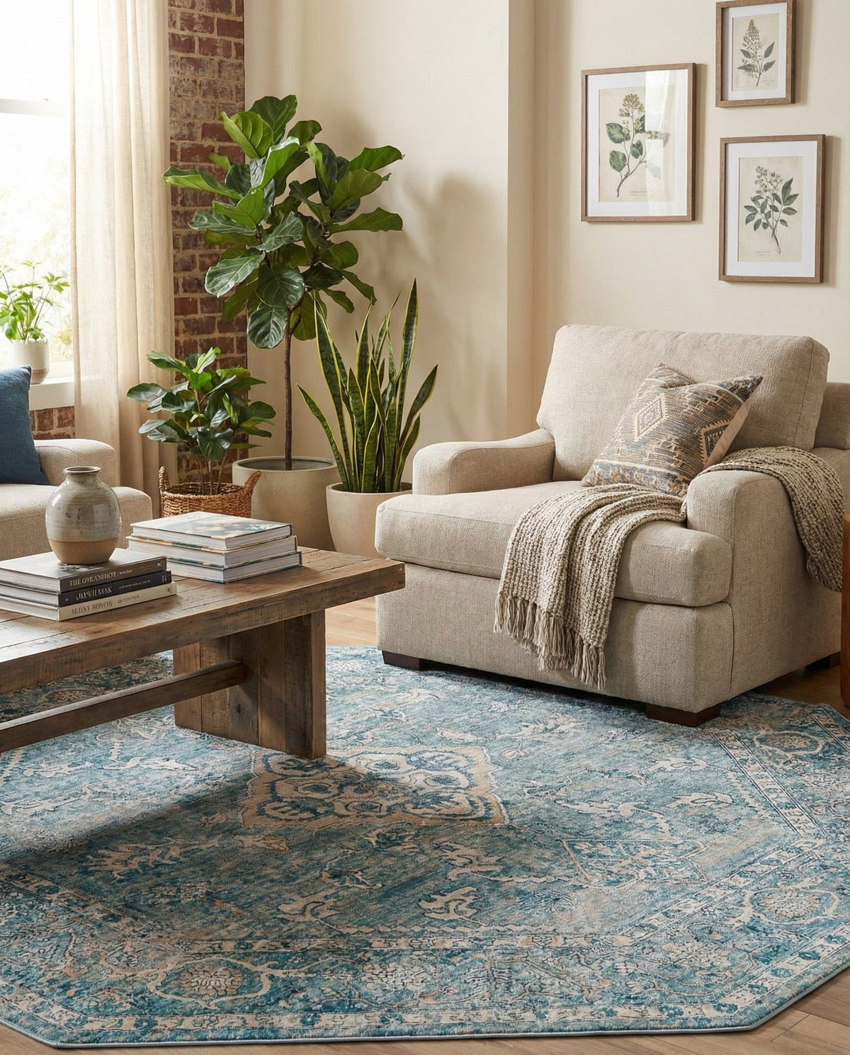 Coastal Haven Collection Area Rug -  Marina Octagon Blue  lifestyle 159