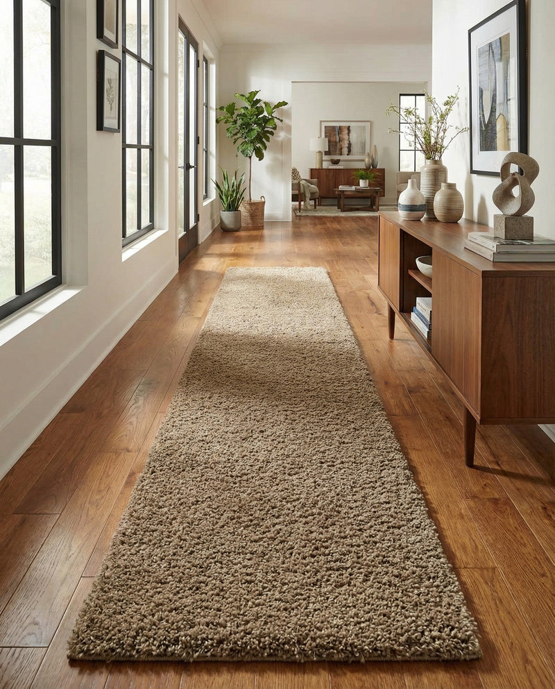 Plush Oasis Collection Area Rug - Serenity (Sandy Brown) Runner Sandy Brown  lifestyle 78
