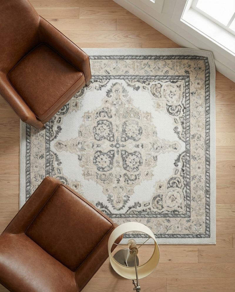 Beverly Grove Collection Area Rug -  Fairfax (Ivory) Square Ivory  lifestyle 65