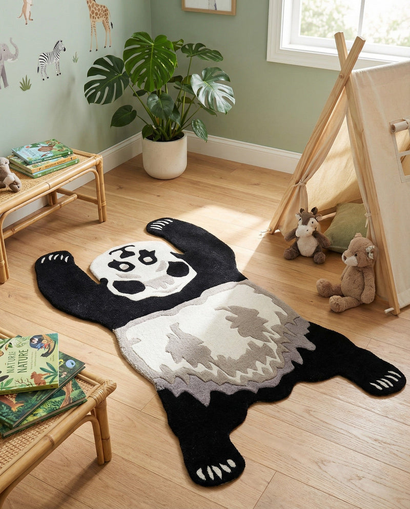 Whimsy Wonders Wool Collection Area Rug -  Mesa Rectangle Black and Gray  lifestyle 5