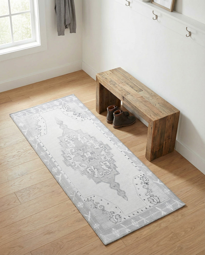 Heritage Elegance Collection Area Rug -  Winterthur (white Gray) Runner white Gray  lifestyle 45
