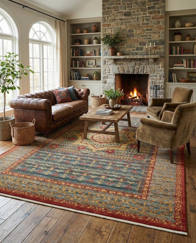 Ottoman Elegance Collection Area Rug -  Cappadocia Rectangle Navy Blue  lifestyle 64