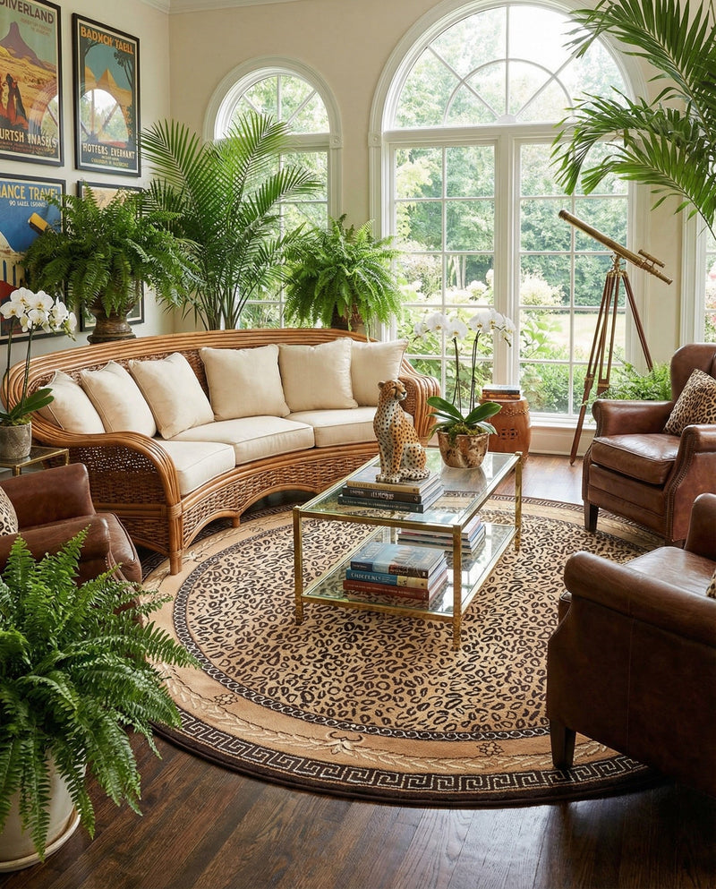 Savannah Sojourn Collection Area Rug -  Limpopo Round Brown  lifestyle 26
