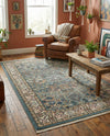 Persian Elegance Collection Area Rug -  Kerman (Blue) Rectangle Blue  lifestyle 13
