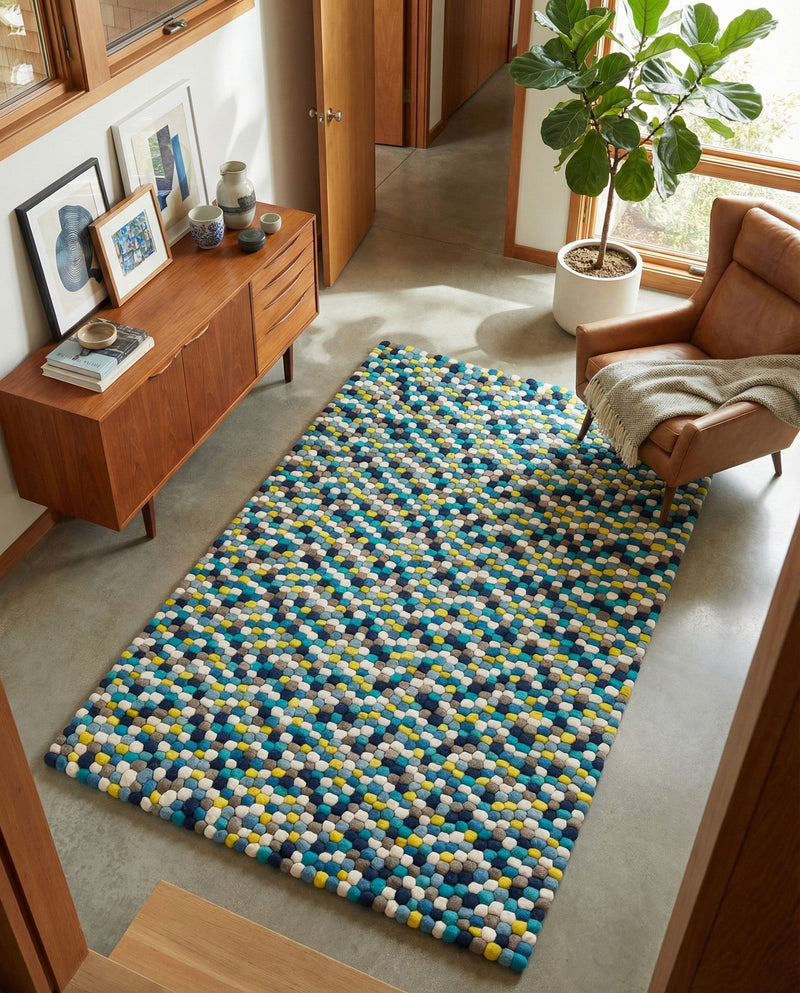 Woolen Sphere Collection Area Rug - Orbsburg (Blue) Rectangle Blue  lifestyle 8