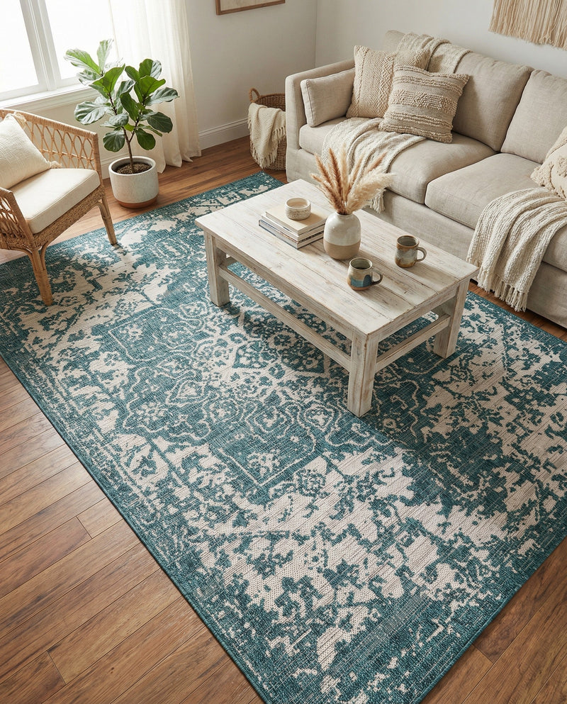 Urban Oasis Rugs Collection Area Rug -  Penthouse (Teal) Rectangle Teal  lifestyle 14