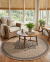 Patio Heritage Collection Area Rug -  Charleston (Beige) Round Beige  lifestyle 75