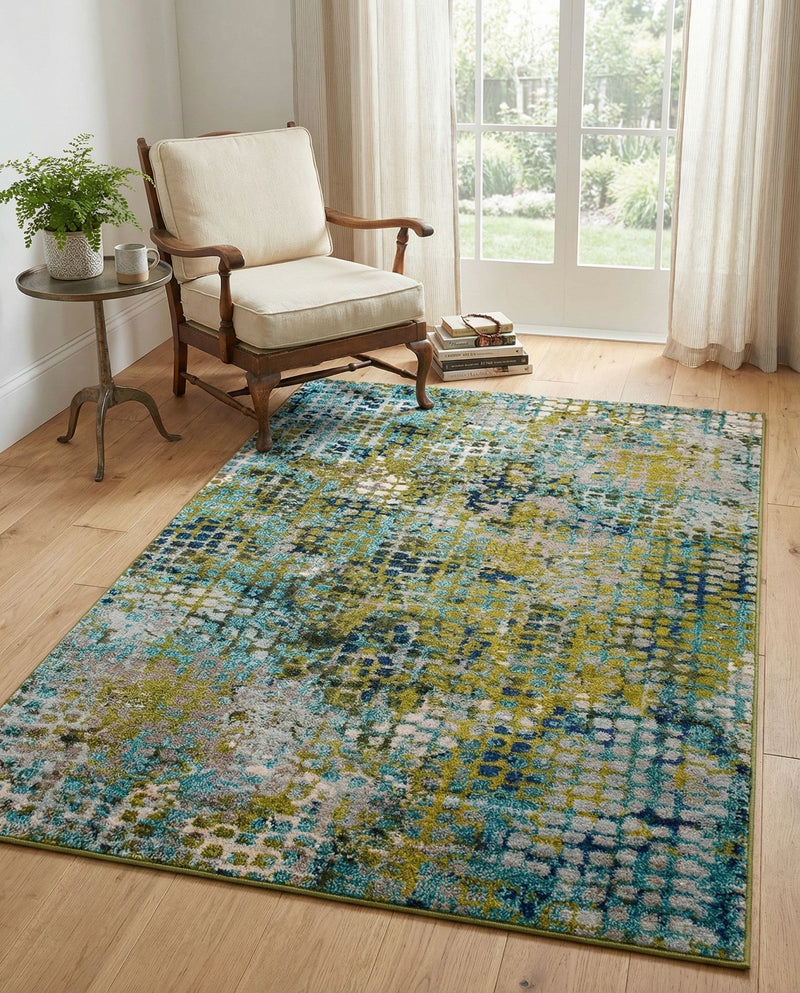 Chromatic Oasis Collection Area Rug -  Tropic Rectangle Blue Green  lifestyle 24