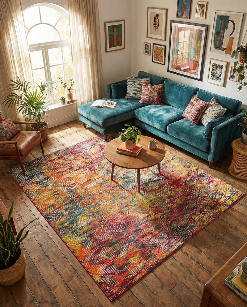 Colorburst Oasis Collection Area Rug -  Azura Square Multi  lifestyle 64
