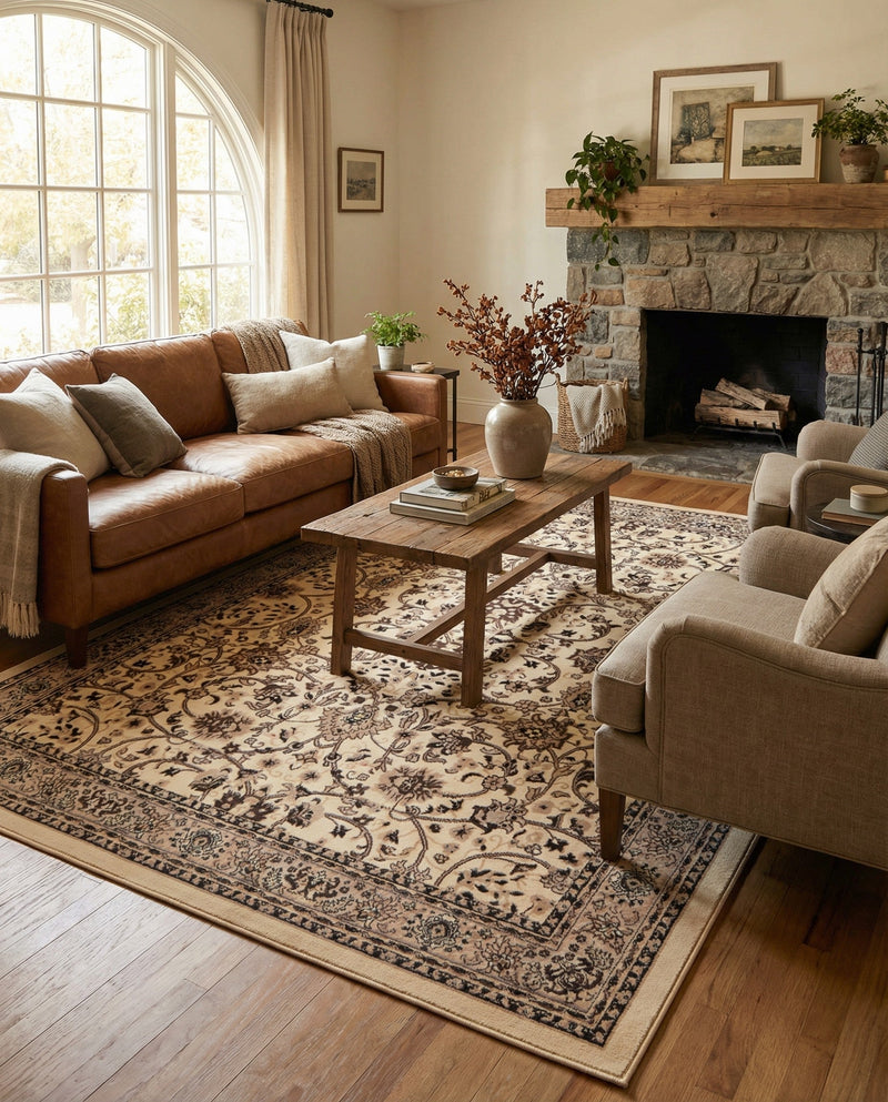 Isfahan Elegance Collection Area Rug - Naghsh-e Jahan (Ivory) Rectangle Ivory  lifestyle 7