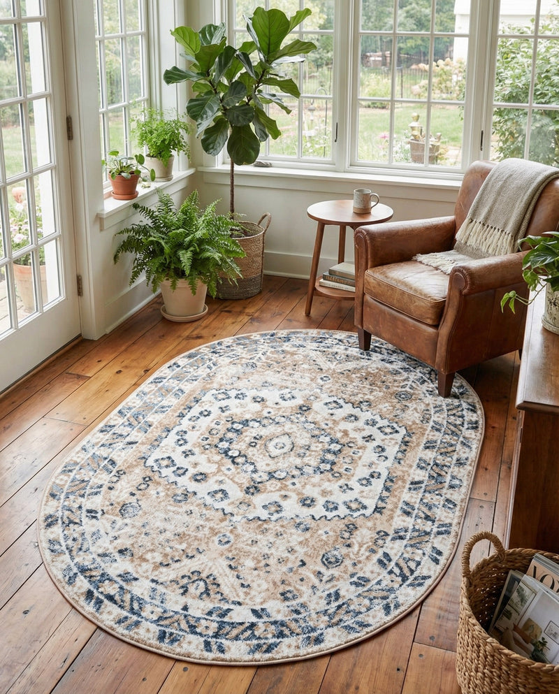 Cambridge Classics Collection Area Rug -  Pembroke (Beige) Oval Beige  lifestyle 61