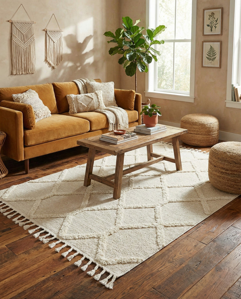 Sahara Chic Collection Area Rug -  Tuareg Rectangle Ivory  lifestyle 11
