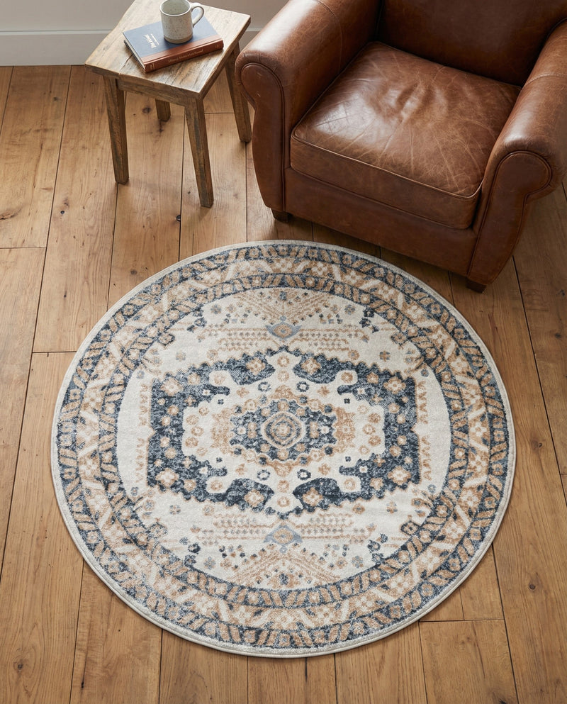 Cambridge Classics Collection Area Rug -  Pembroke (Cream) Round Cream  lifestyle 74