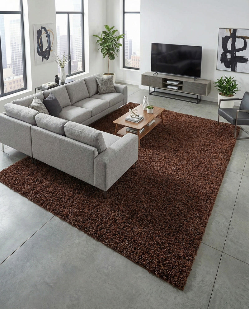 Plush Oasis Collection Area Rug - Serenity (Chocolate Brown) Rectangle Chocolate Brown  lifestyle 16