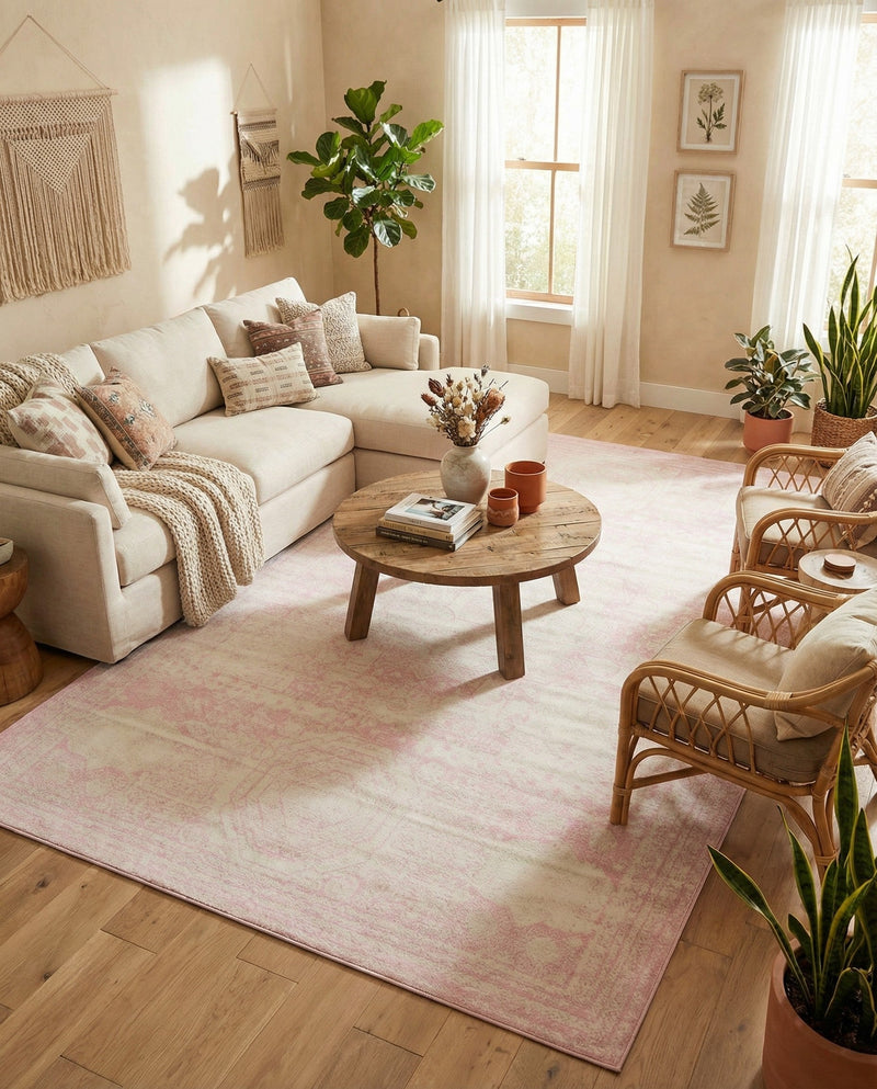 Dover Terrace Collection Area Rug -  Lagoon (Pink) Rectangle Pink  lifestyle 14