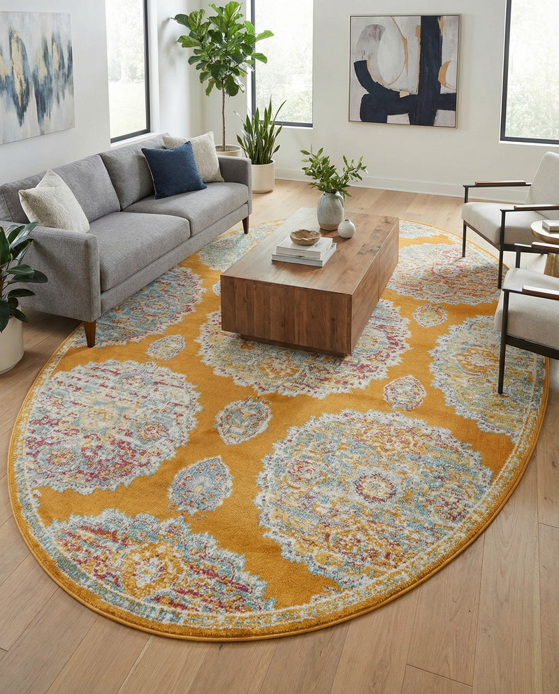 Arcadia Rugs Collection Area Rug -  Atlantis (Orange) Oval Orange  lifestyle 71
