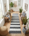 Tassel Trail Collection Area Rug - Pathway (Navy Blue) Runner Navy Blue  lifestyle 72