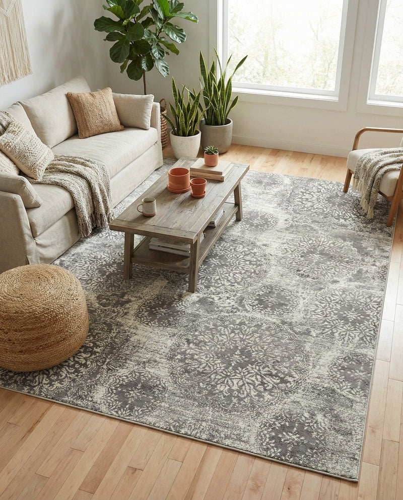 Riviera Elegance Collection Area Rug -  Monaco (Light Gray) Rectangle Light Gray  lifestyle 12