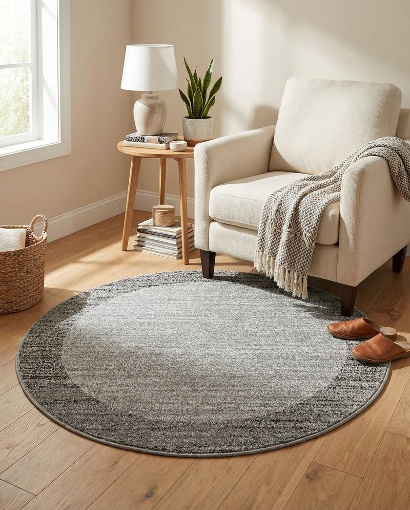 Studio Haven Collection Area Rug -  Conservatory (Light Gray) Round Light Gray  lifestyle 52