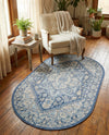 Savannah Series Collection Area Rug - Charleston (French Blue) Oval French Blue  lifestyle 60