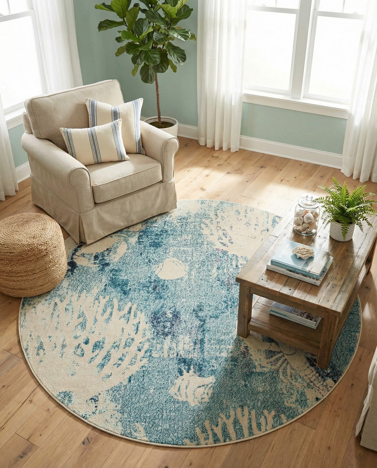 Sorrento Shores Collection Area Rug -  Vico Round Light Blue  lifestyle 55