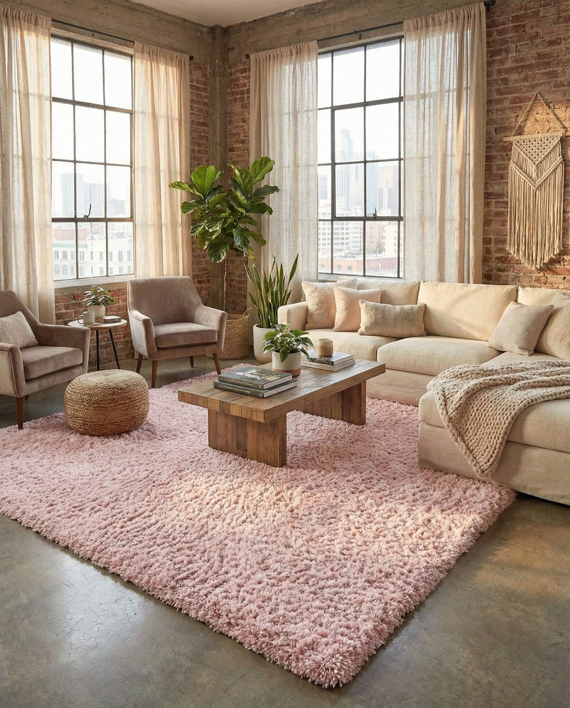 Eternal Plush Oasis Collection Area Rug -  Tranquility (Pink Lace) Rectangle Pink Lace  lifestyle 16