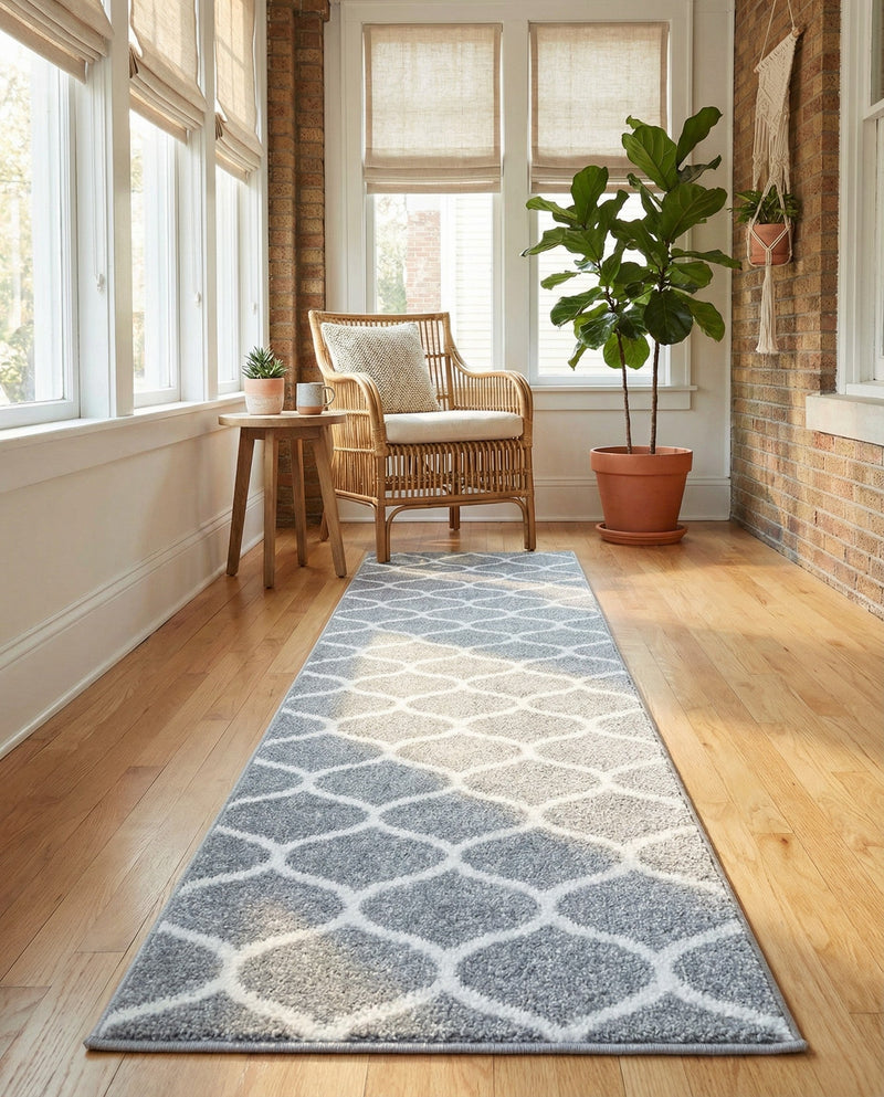 Trellis Mosaic Collection Area Rug -  Pergolatown (Light Gray) Runner Light Gray  lifestyle 86