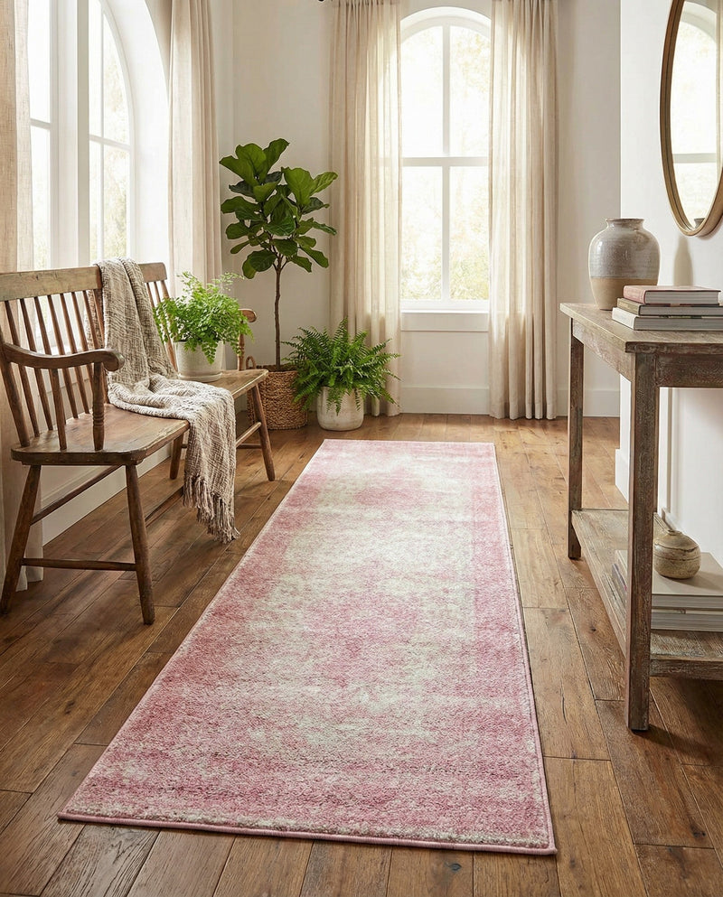 Dover Terrace Collection Area Rug - Marina (Pink) Runner Pink  lifestyle 51
