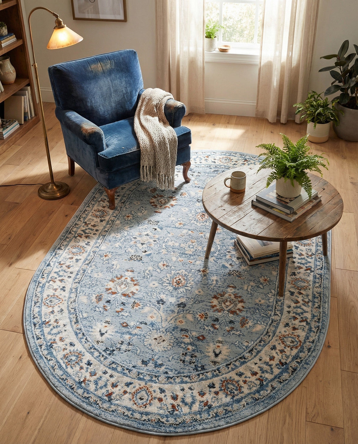Savannah Elegance Collection Area Rug - Augusta (Aqua Blue) Oval Aqua Blue  lifestyle 98