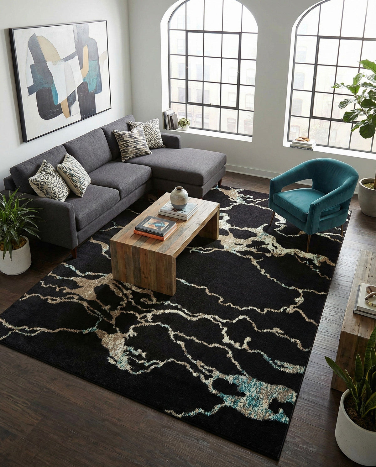 Brighton Terrace Collection Area Rug -  Aldrington Rectangle Navy Blue  lifestyle 7