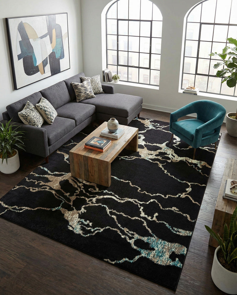 Brighton Terrace Collection Area Rug -  Aldrington Rectangle Navy Blue  lifestyle 7