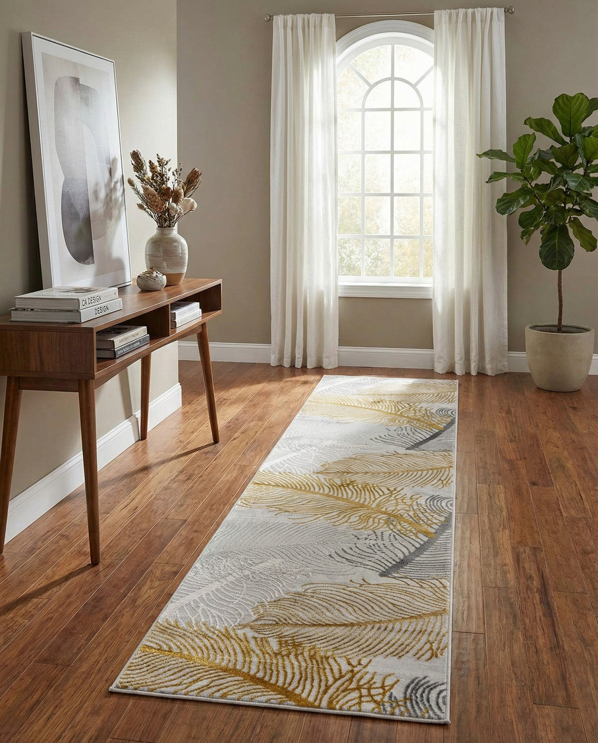Bloomsbury Elegance Collection Area Rug -  Westminster Runner Yellow Gray  lifestyle 128