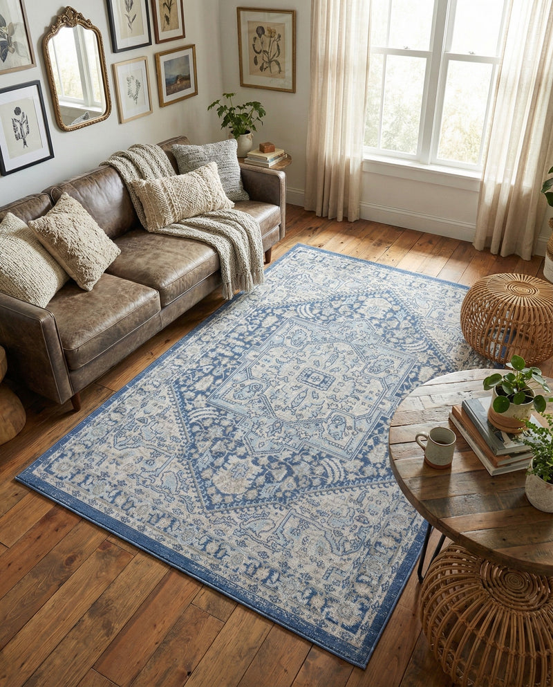 Savannah Series Collection Area Rug - Charleston (French Blue) Rectangle French Blue  lifestyle 16