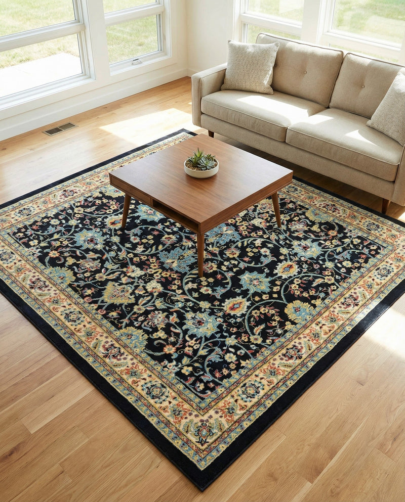 Isfahan Elegance Collection Area Rug - Naghsh-e Jahan (Navy Blue) Square Navy Blue  lifestyle 72