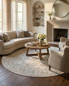 Cascade Range Collection Area Rug -  Shasta (Ivory) Round Ivory  lifestyle 50