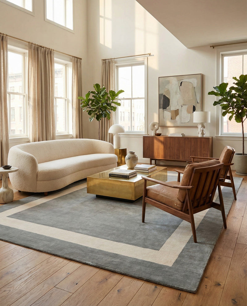 Savannah Borders Wool Collection Area Rug - Chatham Rectangle Earl Gray  lifestyle 31