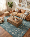 Berber Lattice Shag Collection Area Rug - Atlas (Light Blue) Square Light Blue  lifestyle 57