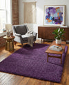 Solid Shag Seaside Collection Area Rug - Azure Cove (Violet) Rectangle Violet  lifestyle 7
