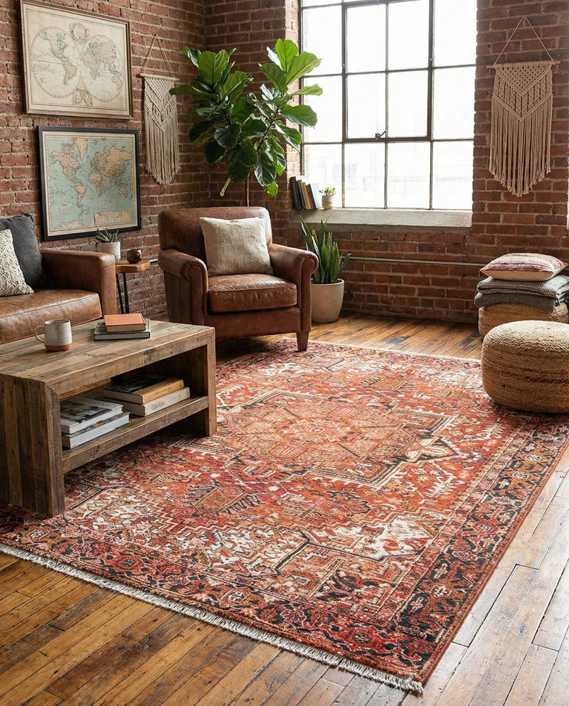 Bazaar Chic Collection Area Rug -  Essaouira Rectangle Rust Red  lifestyle 12
