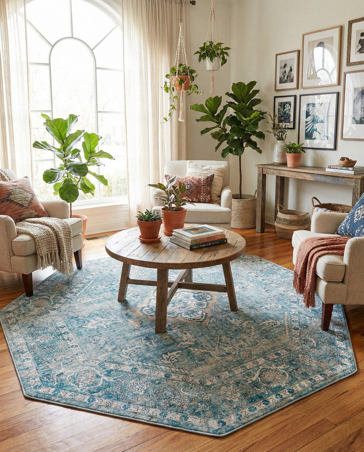 Coastal Haven Collection Area Rug -  Marina Octagon Blue  lifestyle 160