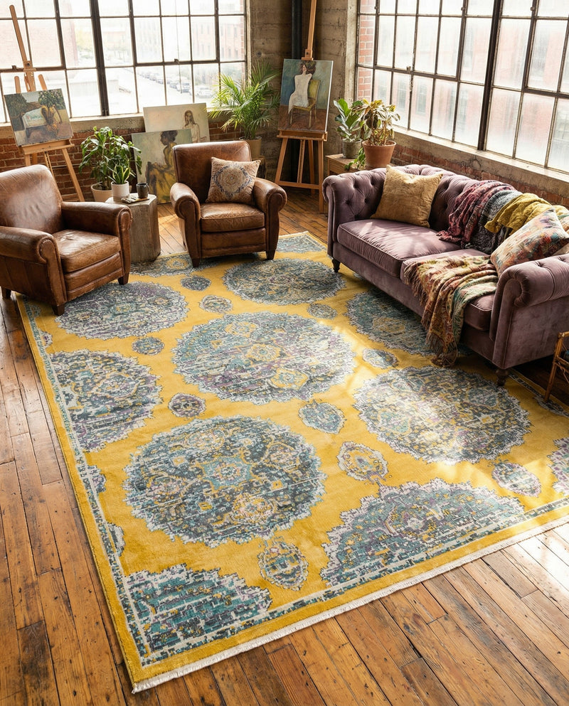 Arcadia Rugs Collection Area Rug -  Atlantis (Yellow) Rectangle Yellow  lifestyle 4
