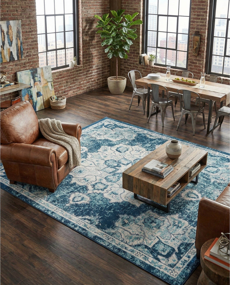 Beverly Grove Collection Area Rug - Melrose (Navy Blue) Rectangle Navy Blue  lifestyle 10