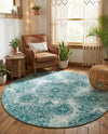 Riviera Elegance Collection Area Rug -  Monaco (Turquoise) Round Turquoise  lifestyle 70