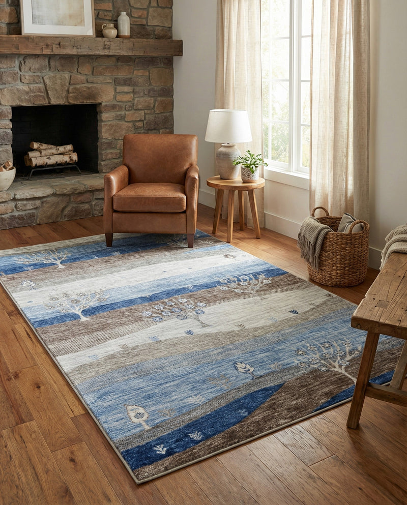 Zagros Shades Collection Area Rug -  Behbahan Rectangle Blue Gray  lifestyle 14