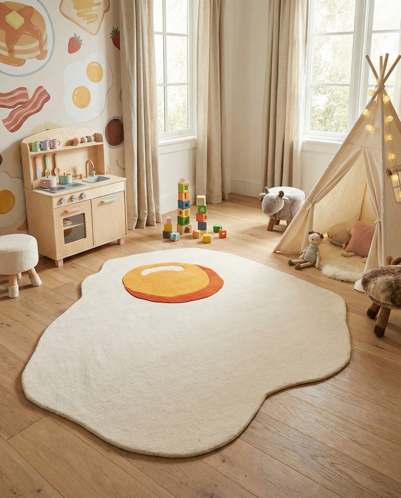 Whimsy Wonders Wool Collection Area Rug -  Dune Round White  lifestyle 10