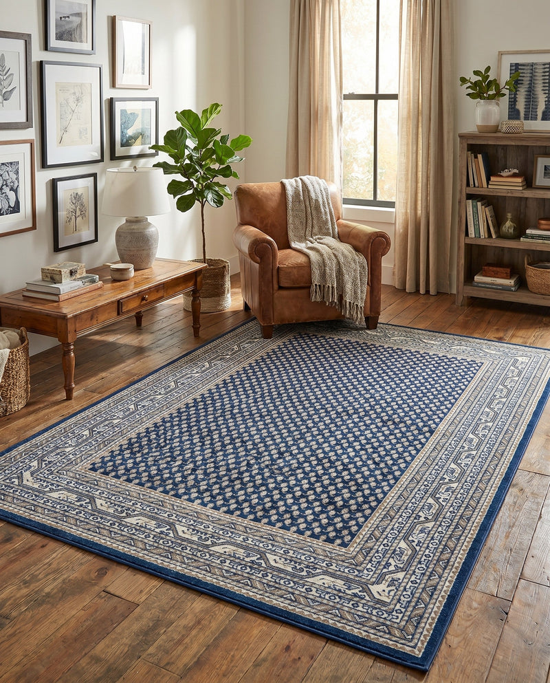 Soho Elegance Collection Area Rug -  Mercer (Blue) Rectangle Blue  lifestyle 9